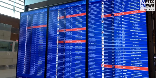 Almost every flight out of Washington National Airport was delayed or canceled as of 9:00 am ET.