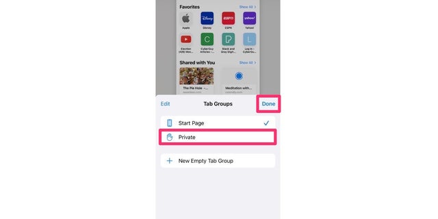 Langkah terakhir untuk menempatkan Safari dalam mode privat di iPhone Anda.