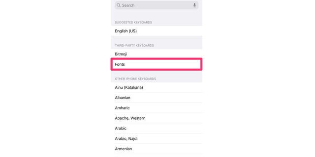 Ini memungkinkan Anda untuk melihat Font sebagai opsi keyboard di iPhone Anda.