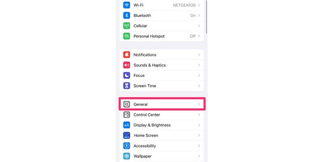 General Settings on an iPhone.
