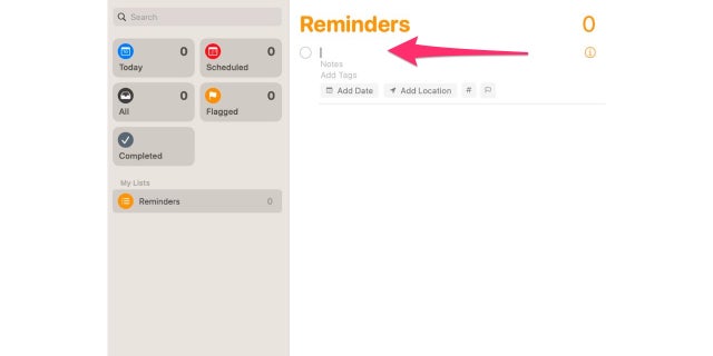 Add the date location to the Reminders app