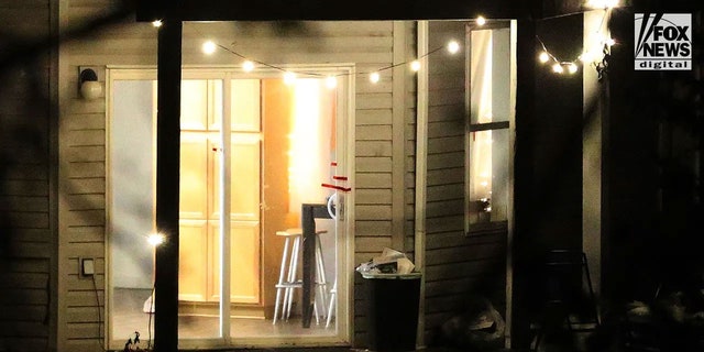 A view of the sliding glass door in the rear of the home AT 1122 King Road, Moscow, Idaho on Nov. 14, 2022. The door was allegedly used by a masked man to exit the residence after the stabbings of four students of the University of Idaho inside the home.