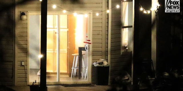 A view of the sliding glass door in the rear of the home at 1122 King Road, Moscow, Idaho, on Nov. 14, 2022. Four University of Idaho students were murdered inside.