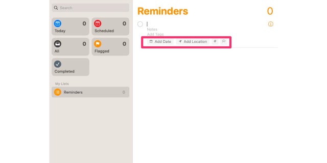 Add the date location to the Reminders app