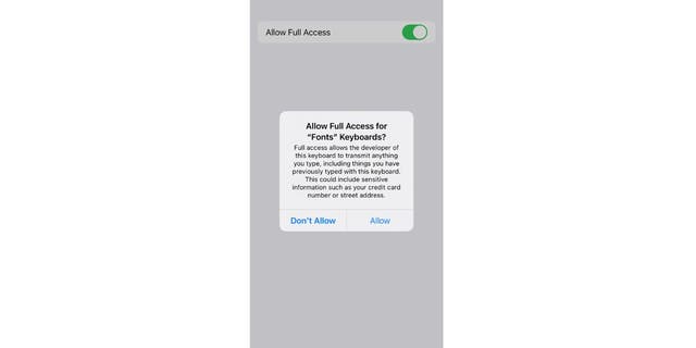Mengetuk "Mengizinkan" untuk memberikan akses aplikasi Font.