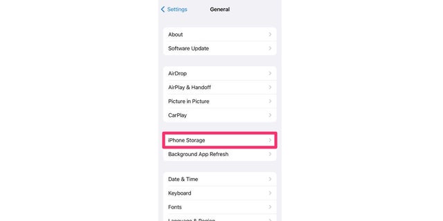 Clear iPhone storage data.