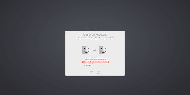 Screenshot showing you how to use Migration Assistant.