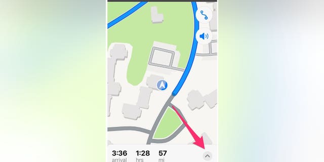 Click the arrow in the bottom right corner on Apple Maps.