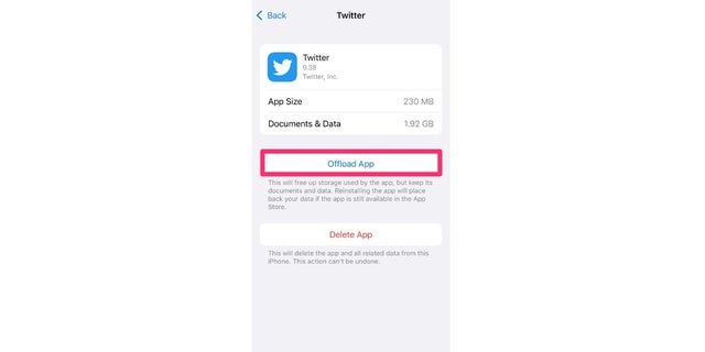 Offloading your Twitter data can help the app's performance.