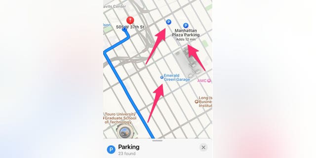 Hier vind je parkeergarages in de app.