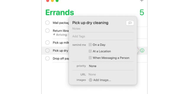 Set a reminder to run errands on the Reminder App