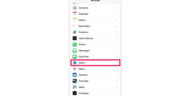 Safari settings on your iPhone.