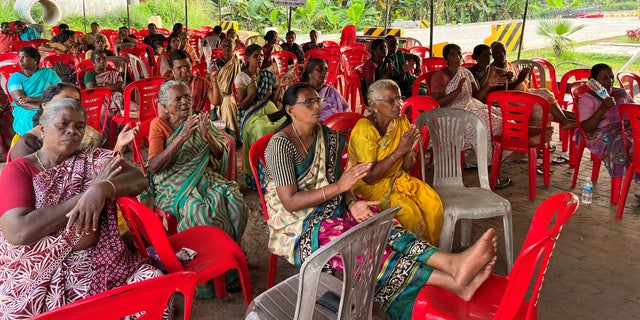 Women from a fishing community attend a protest against the construction of the proposed Vizhinjam Port in the southern state of Kerala, India, November 9, 2022. 