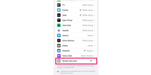 System Service on iPhone