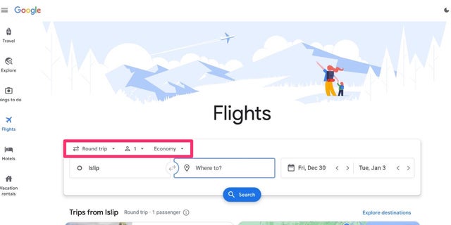 Book a flight on Google Flights