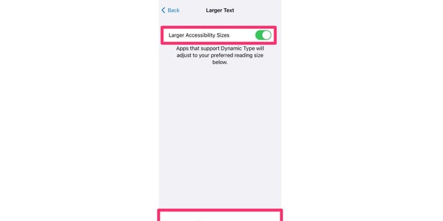 Gunakan penggeser untuk menyesuaikan ukuran font.