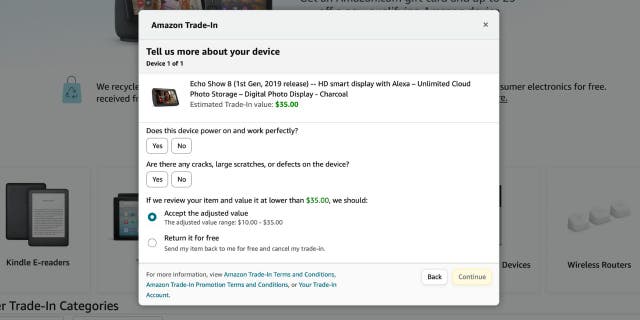 Jawab serangkaian pertanyaan dari Amazon tentang item tersebut.