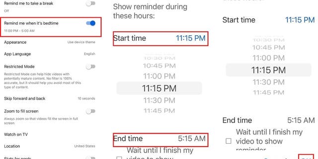 Tetapkan waktu tidur YouTube Anda