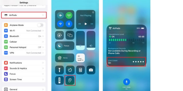 Hold your iPhone in front of someone you're talking to, and their voice will be amplified for you through your AirPods. You can also adjust the volume accordingly in the controls.