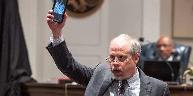 Prosecutor Creighton Waters delivers his opening statement in Alex Murdaugh’s trial for murder at the Colleton County Courthouse on Wednesday, January 25, 2023. 