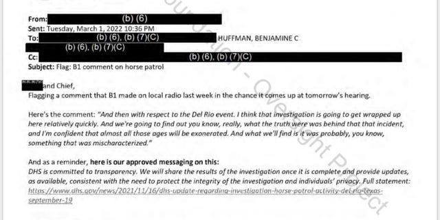 The emails show communications between CBP and DHS officials.
