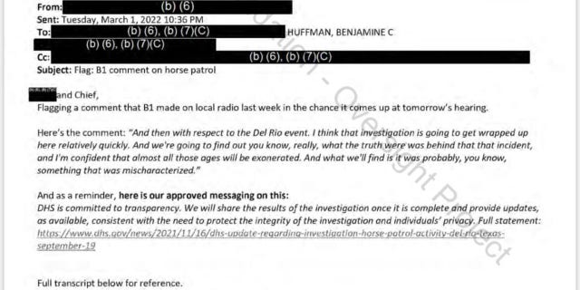Emails show communications between CBP and DHS officials.
