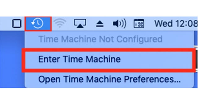 Tangkapan layar cara memasukkan mesin waktu di komputer Apple.