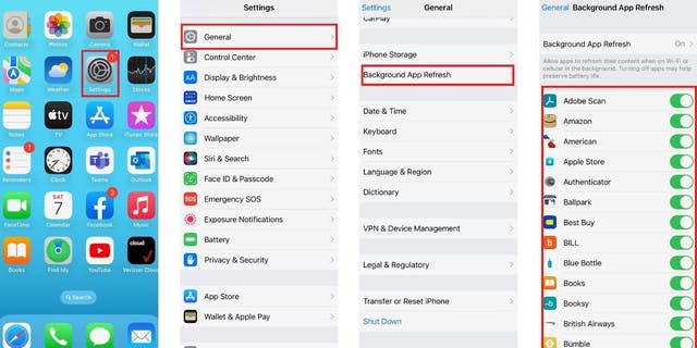 Background app refresh in iPhone settings