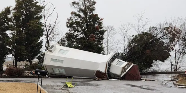 Possible tornado damage is seen in the city of Decatur, Alabama, on Thursday, Jan. 12, 2023.
