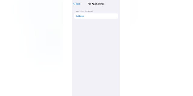 Zrzut ekranu iPhone'a pokazujący, jak wybrać "Dodaj aplikację."