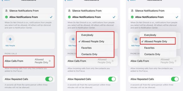 Allowing only contacts to be selected i.e. your nearest and dearest will contact you when your phone is on