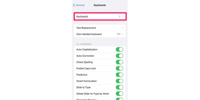 Ini dia "Keyboard" beralih di pengaturan iPhone Anda.
