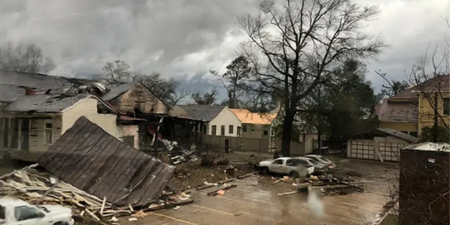 Storm damage in Selma, Alabama on January 12, 2023.