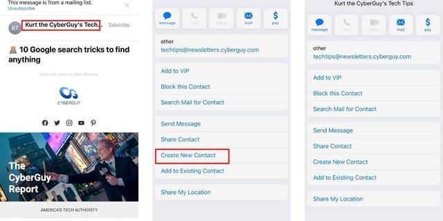 How to create a contact in Mail in iOS.
