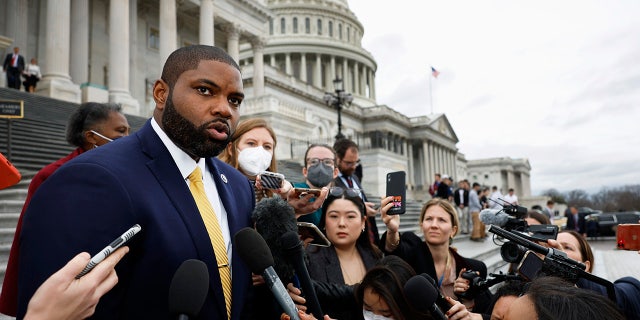 Donalds speaks to the media during the second day of elections for speaker of the House outside the U.S. Capitol on Jan. 4, 2023.