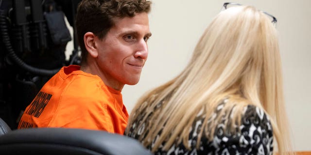 Bryan Kohberger, left, who is accused of killing four University of Idaho students in November 2022, looks toward his attorney, public defender Anne Taylor, right, during a hearing in Latah County District Court, Thursday, Jan. 5, 2023, in Moscow, Idaho. 