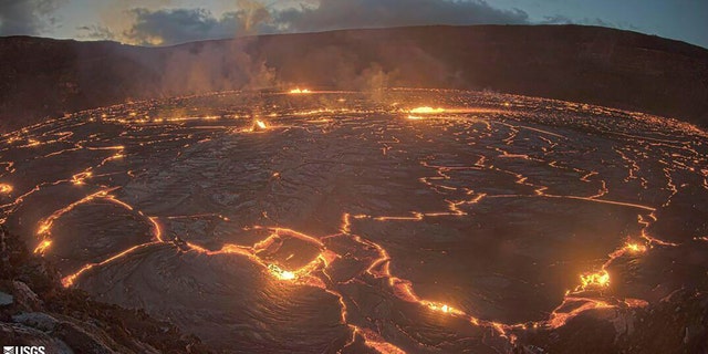 This webcam image provided by the U.S. Geological Survey shows Hawaii’s Kilauea volcano, Thursday, Jan. 5, 2023. 