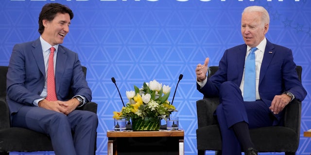 President Joe Biden meets with Canadian Prime Minister Justin Trudeau at the InterContinental Presidente Mexico City hotel in Mexico City,Tuesday, Jan. 10, 2023. (AP Photo/Andrew Harnik)