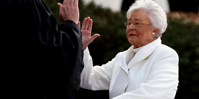 Gov. Kay Ivey is sworn in as the 54th Governor of Alabama during a ceremony on the steps of the Alabama State Capital Monday, Jan. 16, 2023, in Montgomery, Ala.