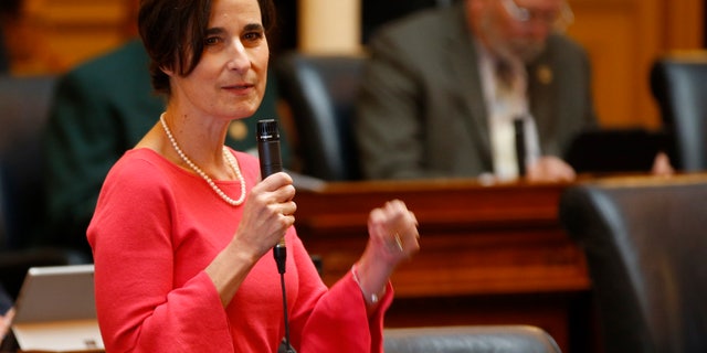 Virginia state Sen.-elect Jennifer Boysko delivers an address in Richmond, Virginia, on Jan. 11, 2019. A Democrat-led Virginia Senate panel approved a range of gun control bills which were then rejected by the state's GOP-controlled House.