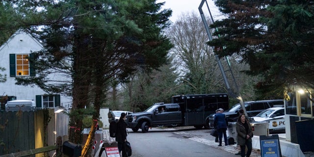 The access road to President Joe Biden's home in Wilmington, Delaware.  (AP Photo/Carolyn Kaster/File)