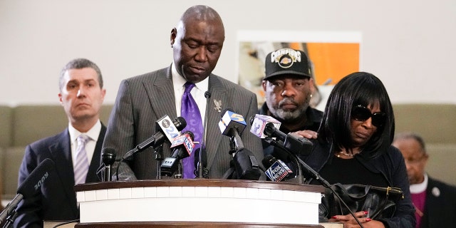 Civil rights attorney Ben Crump speaks at a news conference with the family of Tyre Nichols in Memphis, Tenn., Monday, Jan. 23, 2023. 