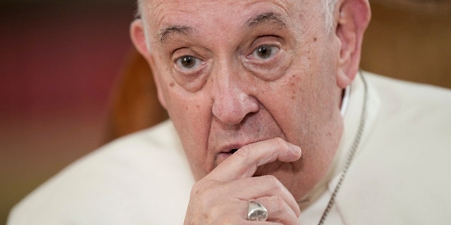 Pope Francis speaks during an interview with The Associated Press at the Vatican, Tuesday, Jan. 24, 2023. 