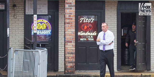 Investigators are seen outside of Reggie’s bar in Baton Rouge, Louisiana on Tuesday, Jan. 24, 2023.