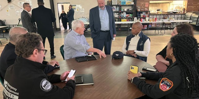 NYC Mayor Eric Adams meets with faith leaders at Sacred Heart Church to discuss the border crisis. 