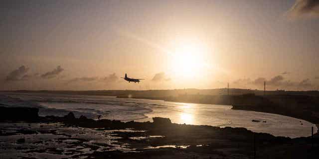 A plane landing at Aden Adde International Airport on Sept. 4, 2022, in Mogadishu, Somalia. A Ugandan soldier fatally shot three colleagues that were guarding the airport in Somalia's Capitol.