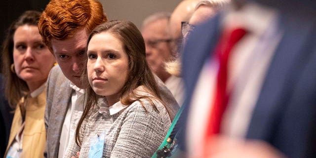 Buster Murdaugh and his girlfriend Brooklynn White during the double murder trial of Alex Murdaugh at the Colleton County Courthouse in Walterboro, South Carolina, on Jan. 31, 2023.