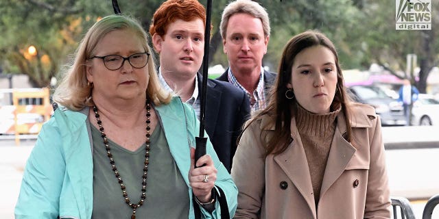 (L-R) Lynn Murdaugh, Buster Murdaugh, John Murdaugh and Brooklynn White arrive at the Colleton County Courthouse in Walterboro, South Carolina on Monday, January 30, 2023. Alex Murdaugh is on trial for the double slaying of his son, Paul, and wife, Maggie, in June 2021.