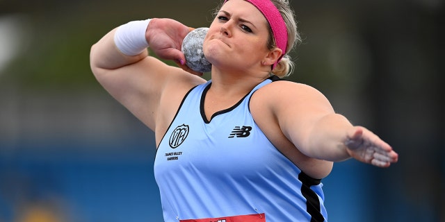 Amelia Strickler of Thames Valley Harriers competes in the Womens Shot Put during the Muller UK Athletics Championships at Manchester Regional Arena on June 26, 2022 in Manchester, England.