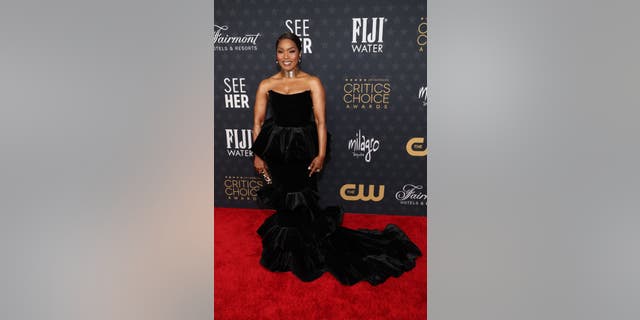 Angela Bassett wore a strapless black dress on the red carpet at the Critics Choice Awards.